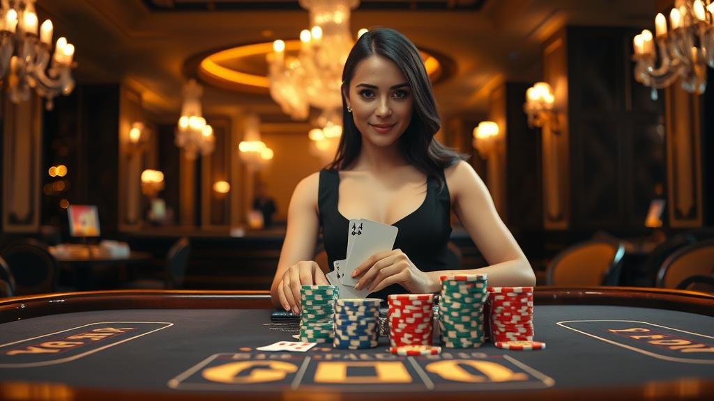 ประสบการณ์บาคาร่าสุดหรู ดีลเลอร์สาวสวยกำลังแจกไพ่บาคาร่า