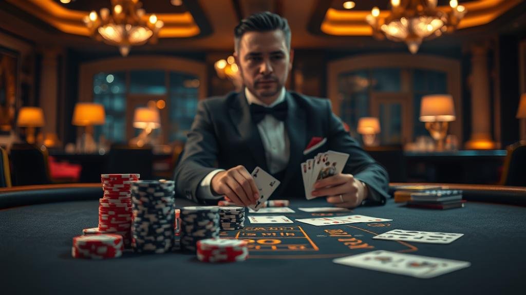 โต๊ะบาคาร่าออนไลน์พร้อมชิปและไพ่