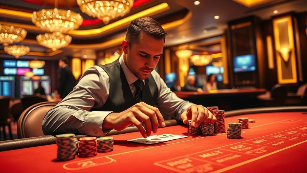 โต๊ะบาคาร่าในคาสิโนพร้อมแสดงผลการเล่น