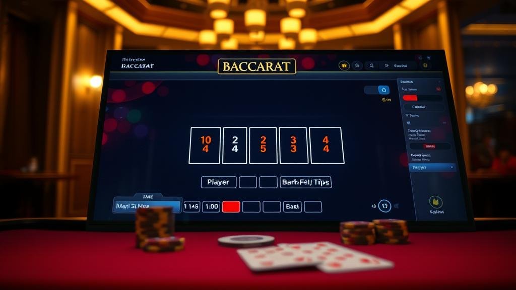 โต๊ะบาคาร่าพร้อมชิปและไพ่