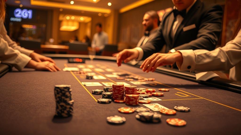 ภาพชิปคาสิโนและไพ่บาคาร่า