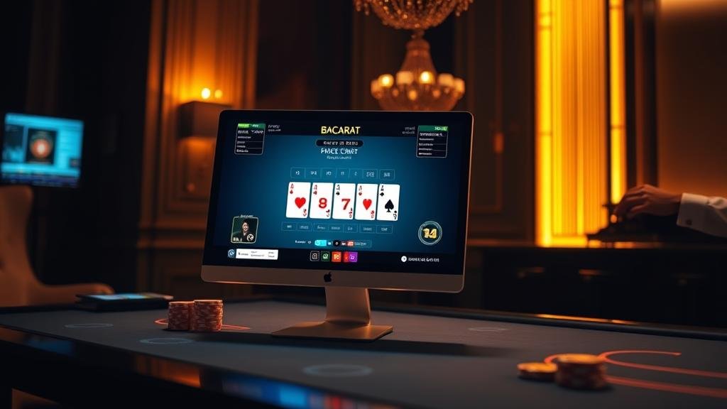 หน้าจอแสดงผลการออกไพ่บาคาร่าและเค้าไพ่