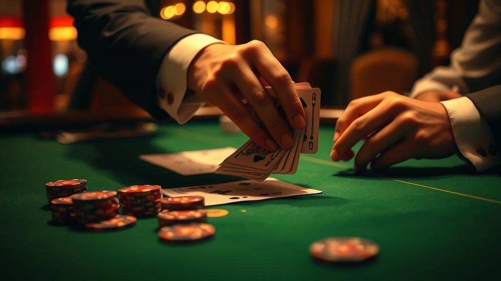 ดีลเลอร์สาวสวยกำลังแจกไพ่บาคาร่า