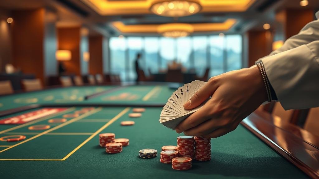 ดีลเลอร์สดกำลังแจกไพ่บาคาร่า