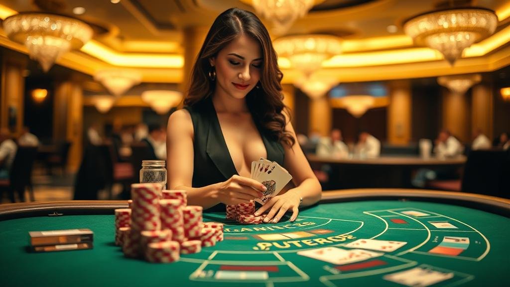 หน้าจอแสดงผลเกมบาคาร่าสดพร้อมตัวเลือกการเดิมพัน