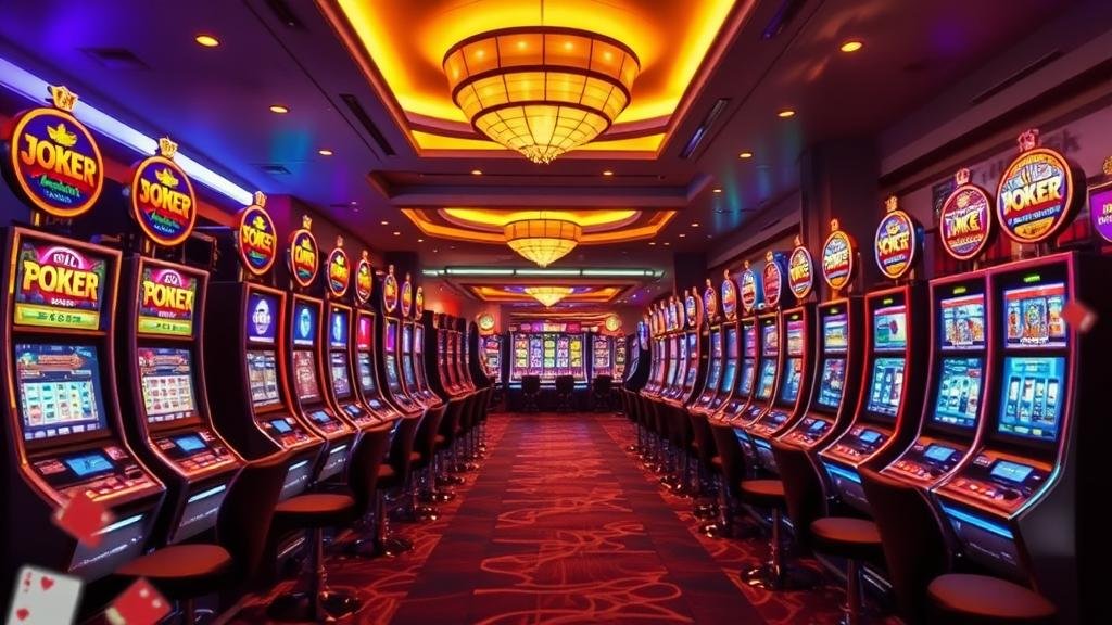 หน้าจอโทรศัพท์มือถือแสดงเกมสล็อต Joker พร้อมปุ่มทดลองเล่น