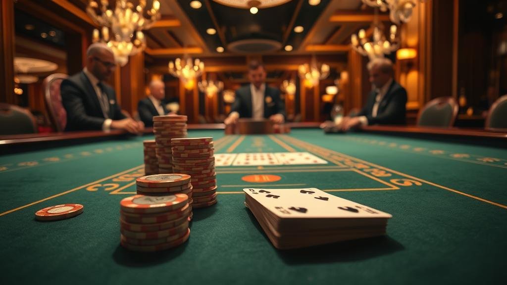 ดีลเลอร์สาวสวยแจกไพ่บาคาร่าในคาสิโนหรู