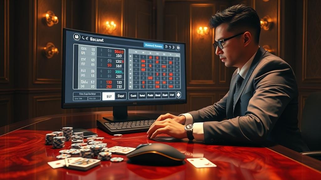 หน้าจอคอมพิวเตอร์แสดงเกมบาคาร่าสด