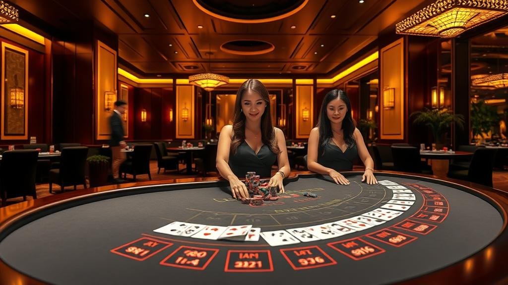 หน้าจอเกมบาคาร่าออนไลน์พร้อมตัวเลือกการเดิมพัน