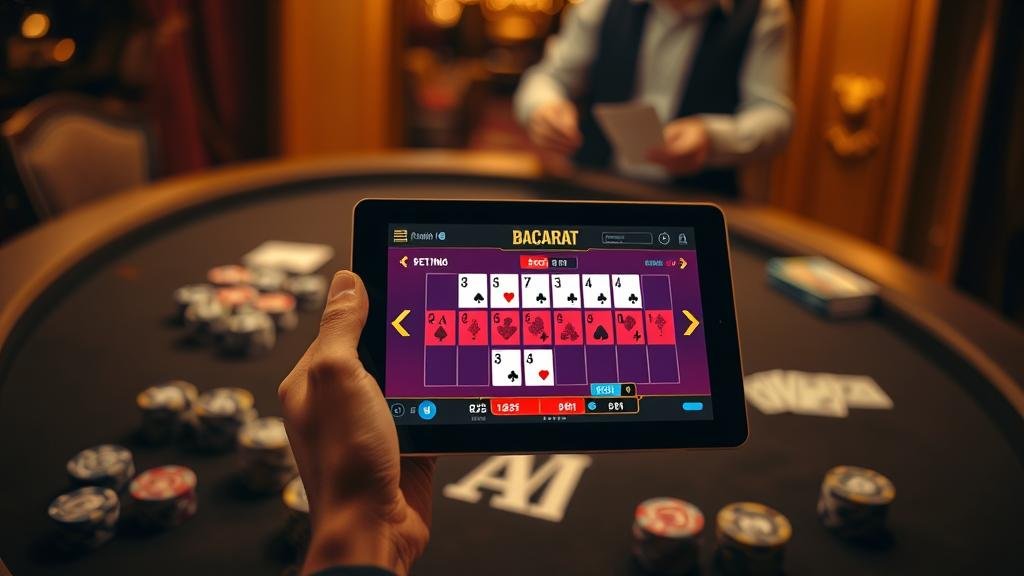 เค้าไพ่บาคาร่าบนแท็บเล็ต