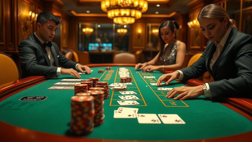 ภาพแสดงเค้าไพ่สามตัดและเค้ามังกรในบาคาร่า