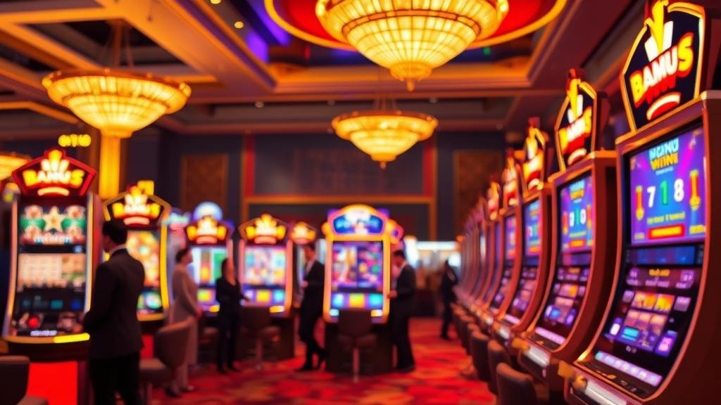 มือถือแสดงหน้าจอเกมสล็อตพร้อมโบนัส