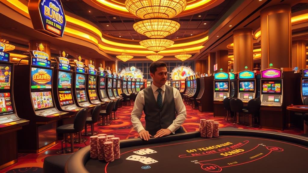 ผู้เล่นกำลังลุ้นแจ็คพอตสล็อต