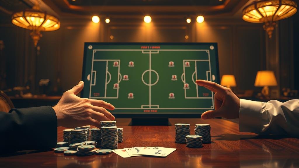 กราฟิกสถิติการแข่งขันฟุตบอลแสดงบนแท็บเล็ต