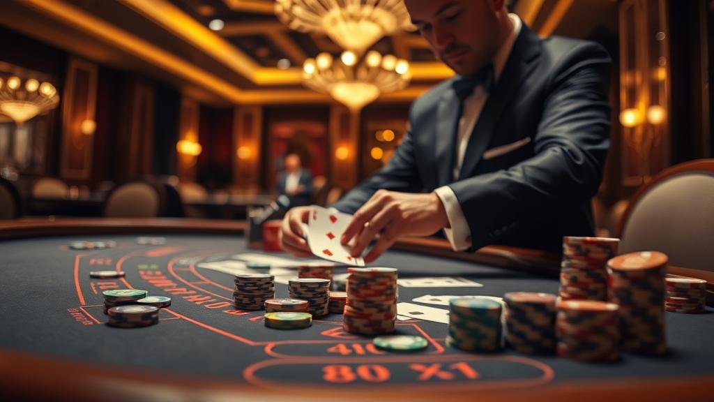 ไพ่บาคาร่าและชิปคาสิโน แสดงถึงการวางแผนและโอกาส