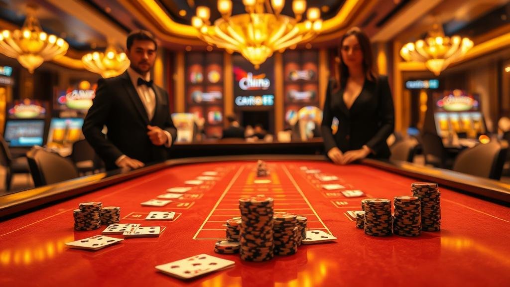 ไพ่บาคาร่าบนโต๊ะคาสิโน แสดงผลการเดิมพัน Player และ Banker