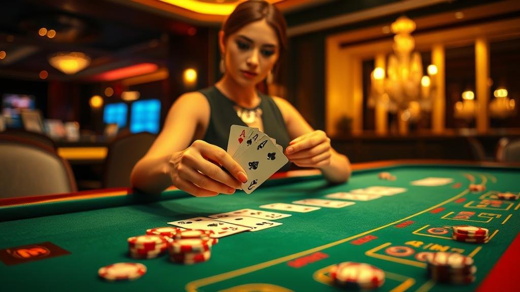 หน้าจอเกมบาคาร่าพร้อมสัญลักษณ์เงินบาท