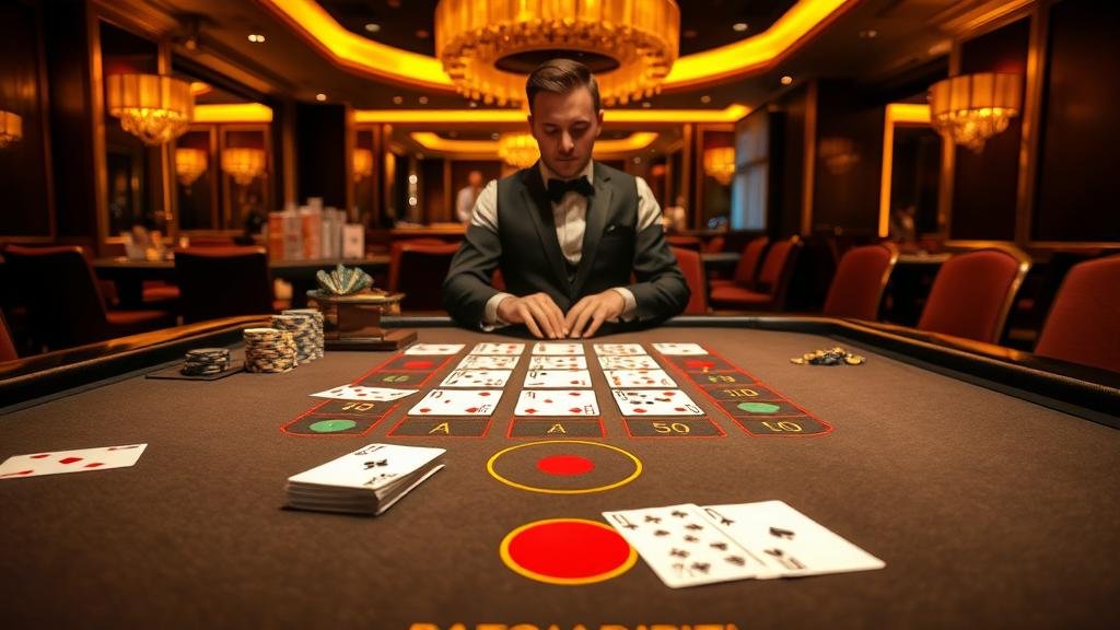 มือผู้เล่นวางชิปเดิมพันบนโต๊ะบาคาร่า