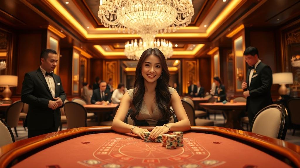 ดีลเลอร์สาวสวยในเกมบาคาร่าสดของ SA Gaming