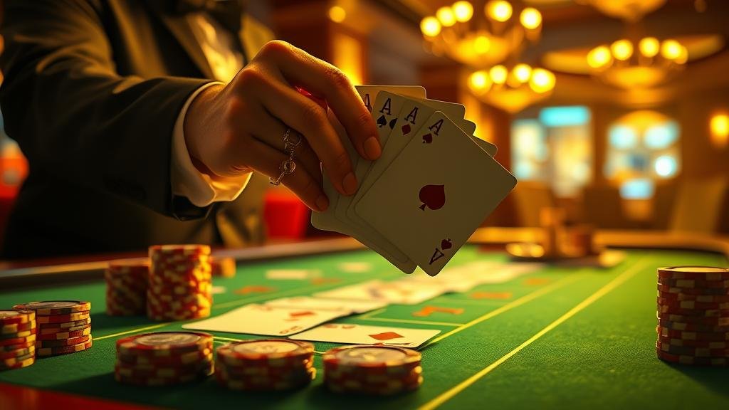 หน้าจอคอมพิวเตอร์แสดงเค้าไพ่บาคาร่า