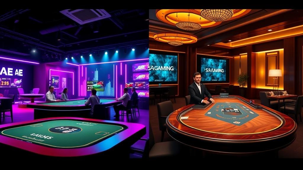 บาคาร่าเว็บตรง: คู่มือเลือกค่าย AE/SA 2025 ฉบับกลางวัน-กลางคืน ชนะยั่งยืน เข้...