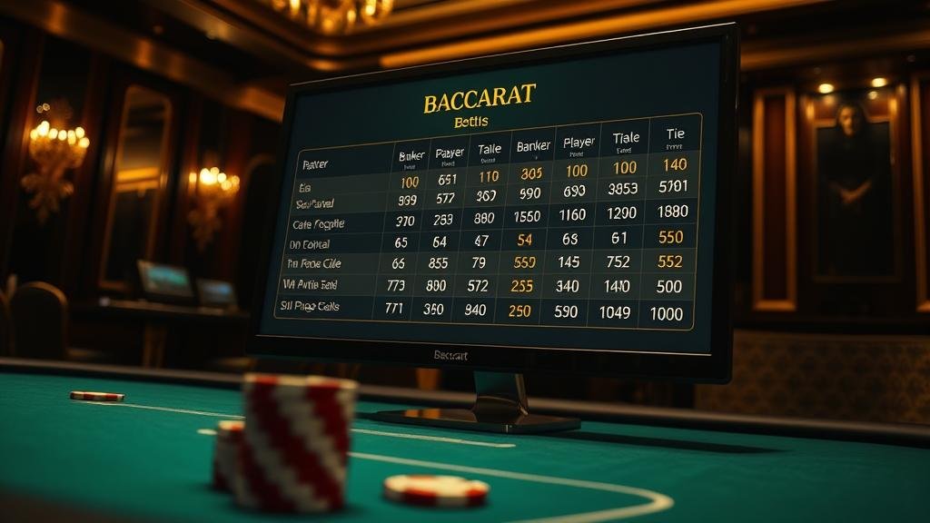 หน้าจอคอมพิวเตอร์แสดงตัวเลือก Super Six ในบาคาร่า