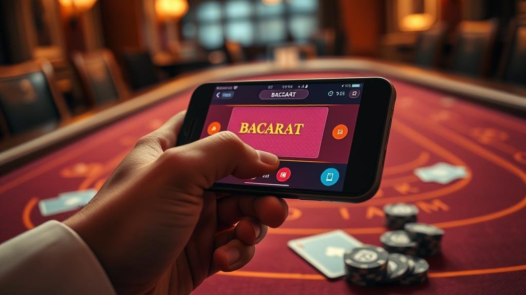 การเลือกห้องบาคาร่าและดูสถิติบนแท็บเล็ต
