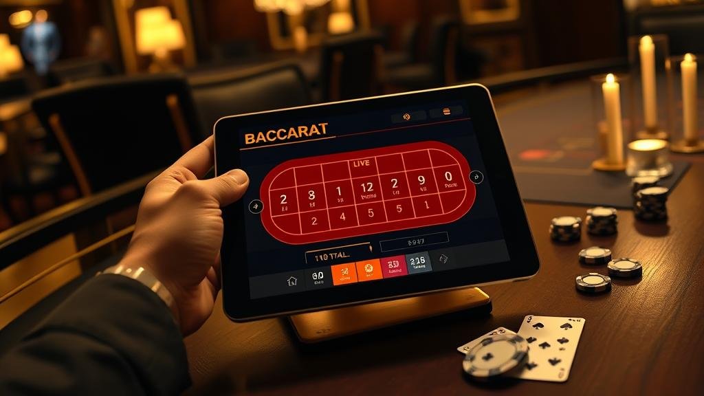 ตารางเค้าไพ่บาคาร่าบนหน้าจอแท็บเล็ต