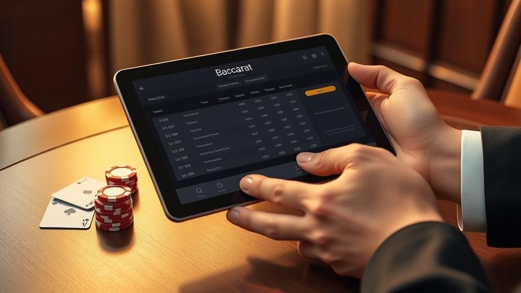 สถิติและเค้าไพ่บาคาร่าบนหน้าจอแท็บเล็ต