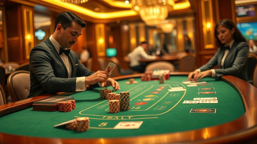 โต๊ะบาคาร่าพร้อมเค้าไพ่