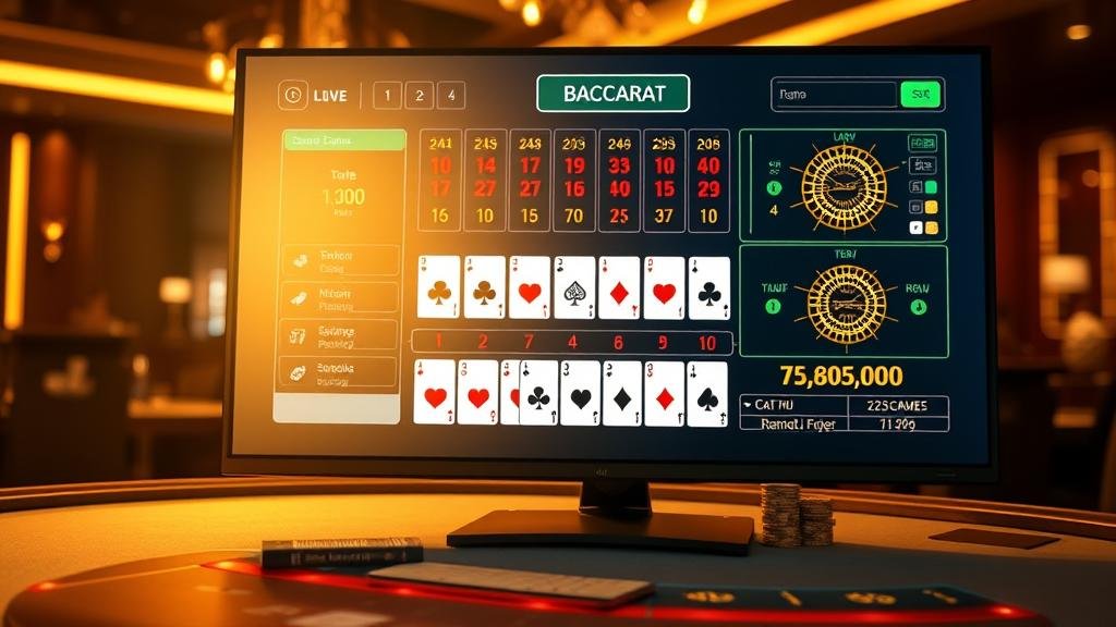 กราฟแสดงผลกำไรและมือที่กำลังวางเดิมพันบาคาร่า