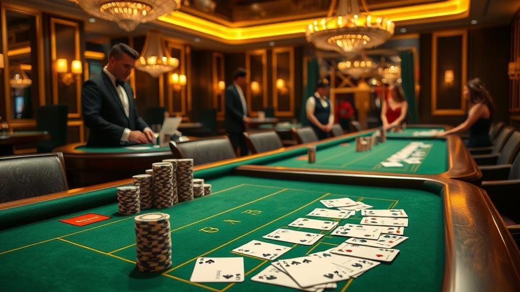 ดีลเลอร์สาวสวยกำลังแจกไพ่บาคาร่า