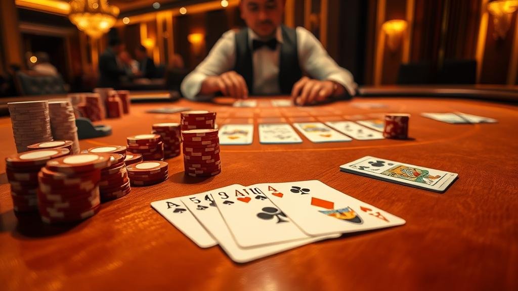 ภาพการแจกไพ่บาคาร่า แสดงรูปแบบการออกไพ่สลับ