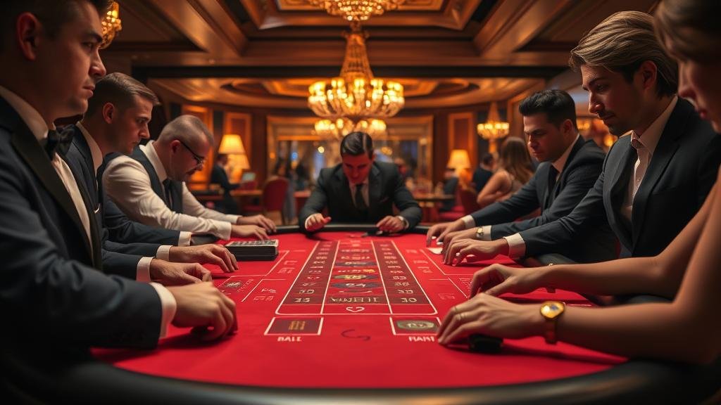 ไพ่บาคาร่าที่แสดงผลการชนะพร้อมชิปเดิมพัน