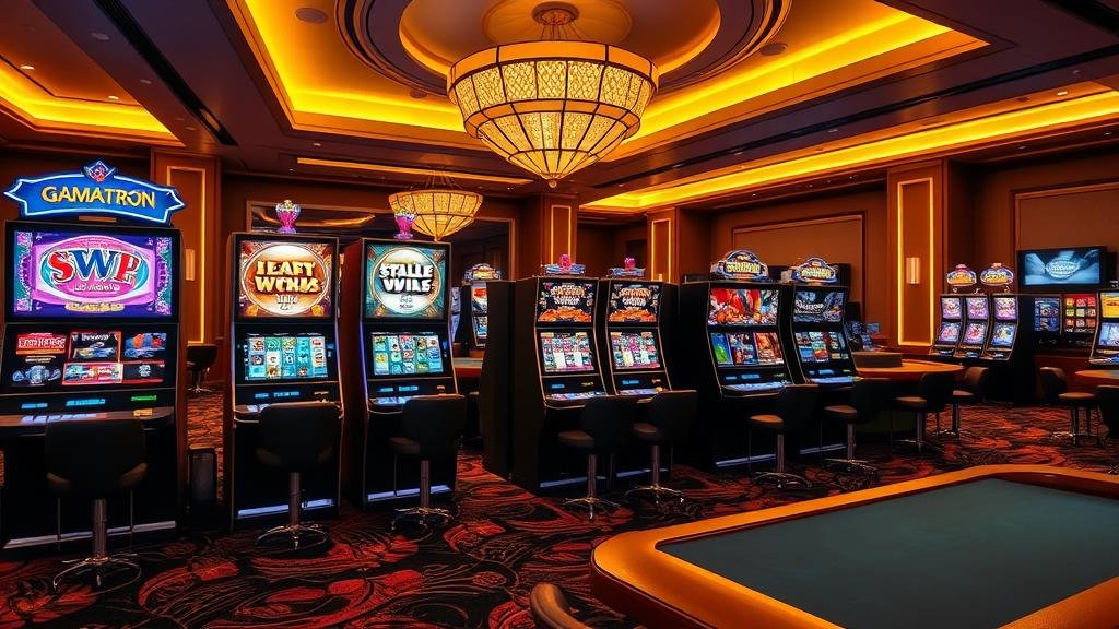 แท็บเล็ตแสดงเกมสล็อต Gamatron