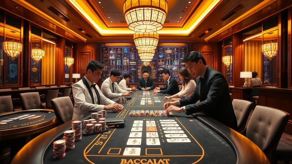 หน้าจออินเทอร์เฟซเกมบาคาร่าสดพร้อมตัวเลือกการเดิมพัน