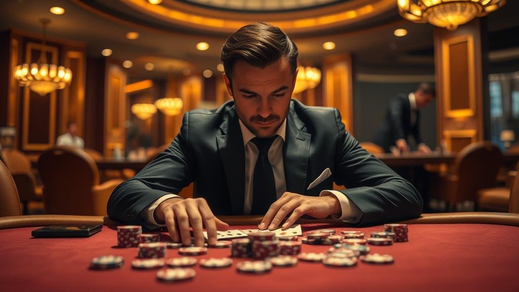 ภาพประกอบมือบาคาร่าที่ชนะพร้อมชิปและสัญลักษณ์เงินไทย