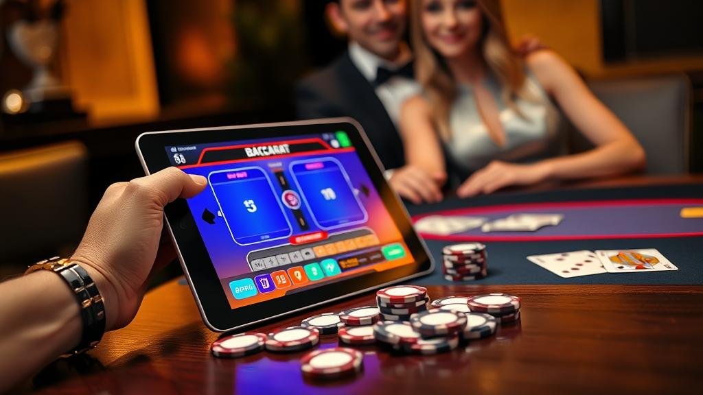 หน้าจอแสดงผลบาคาร่าบนแท็บเล็ตพร้อมสถิติ