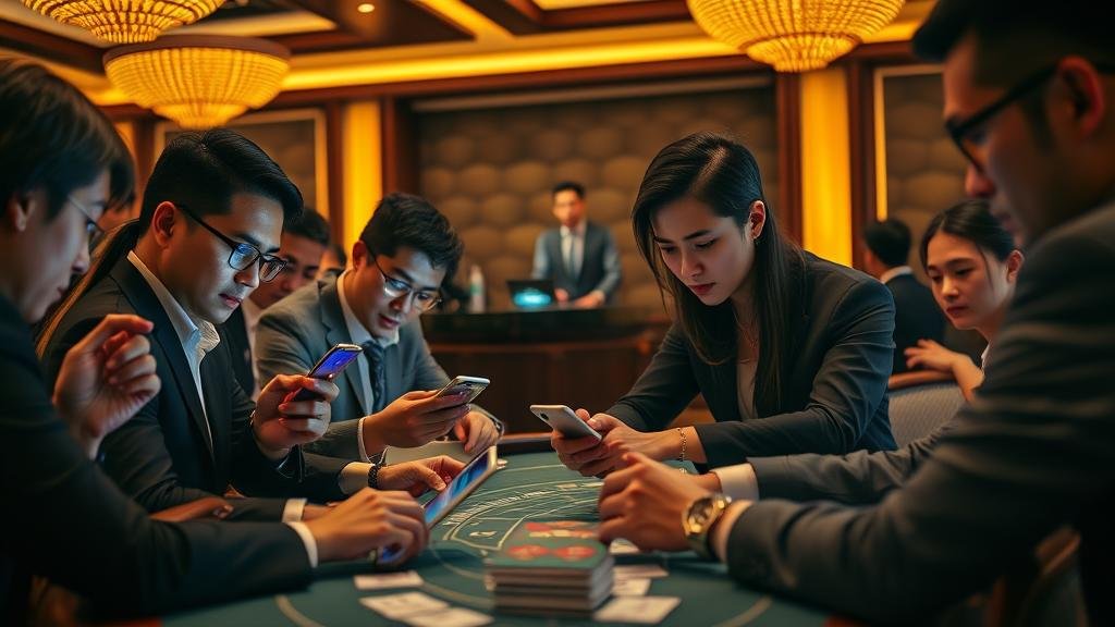 หน้าจอโทรศัพท์มือถือแสดงเกมบาคาร่าสด