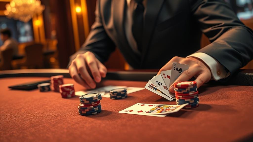 การวางเดิมพันบาคาร่าพร้อมชิปและไพ่