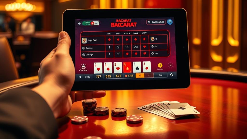 อินเทอร์เฟซเกมบาคาร่าบนแท็บเล็ต