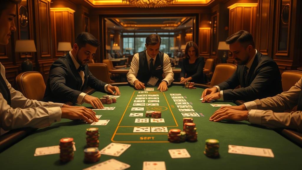 นักเดิมพันมืออาชีพกำลังวิเคราะห์สถิติบาคาร่าบนแท็บเล็ต