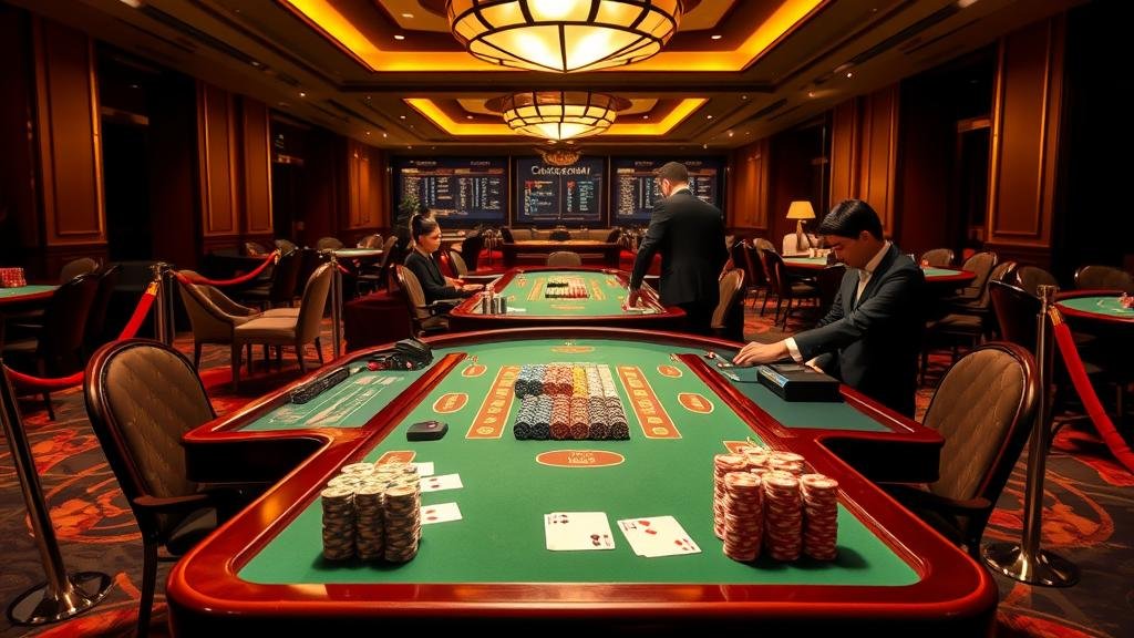 หน้าจอเกมบาคาร่าแสดงเค้าไพ่และอัตราจ่าย