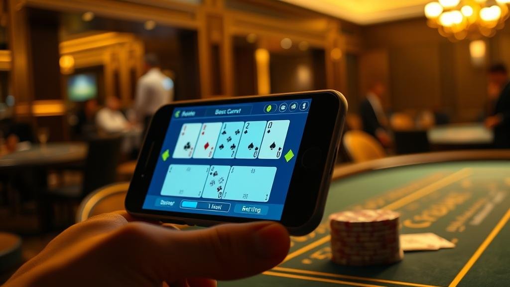 โต๊ะบาคาร่าพร้อมชิปและไพ่