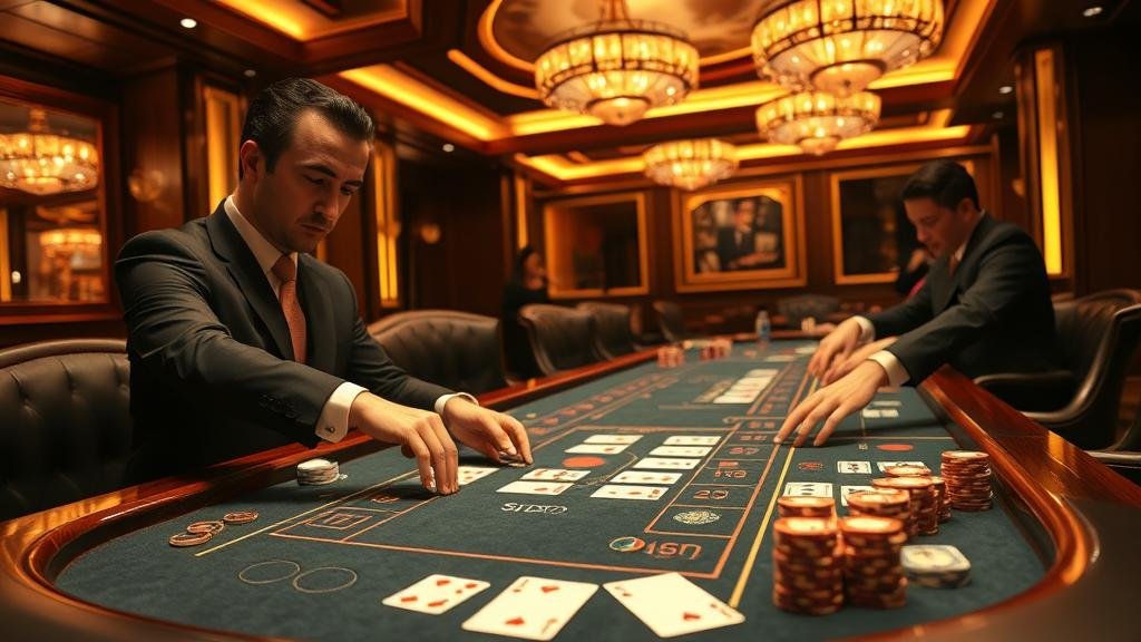 ตารางเค้าไพ่บาคาร่าและผู้เล่นบนแท็บเล็ต