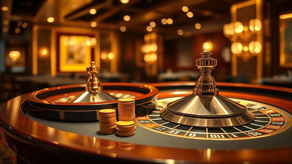 ภาพมือถือไพ่บาคาร่าพร้อมฉากหลังคาสิโน