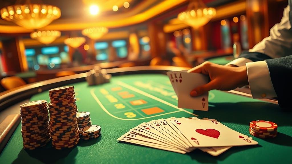 ดีลเลอร์สาวสวยกำลังแจกไพ่บาคาร่าสด