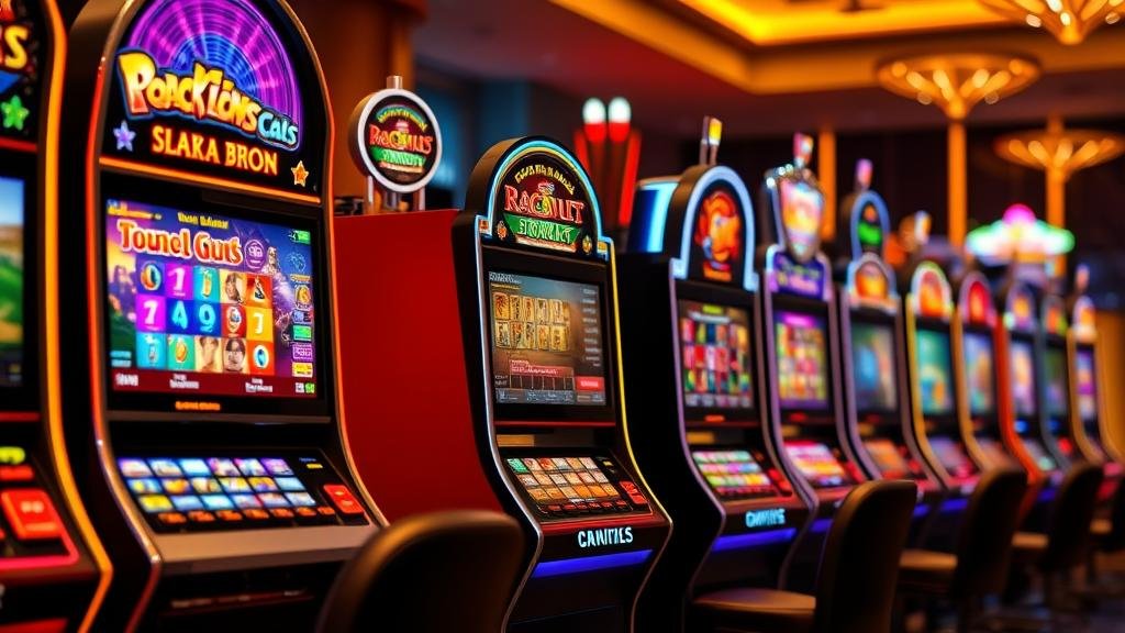 หน้าจอเกมสล็อตพร้อมปุ่มควบคุมพิเศษ