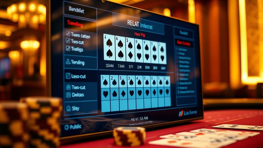 การแสดงผลเค้าไพ่สองตัดและถนนไม้ขีดในเกมบาคาร่า