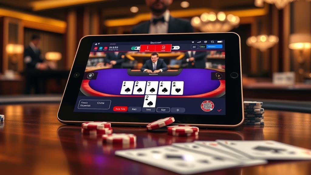 หน้าจอแสดงสถิติและเค้าไพ่บาคาร่าบนแท็บเล็ต